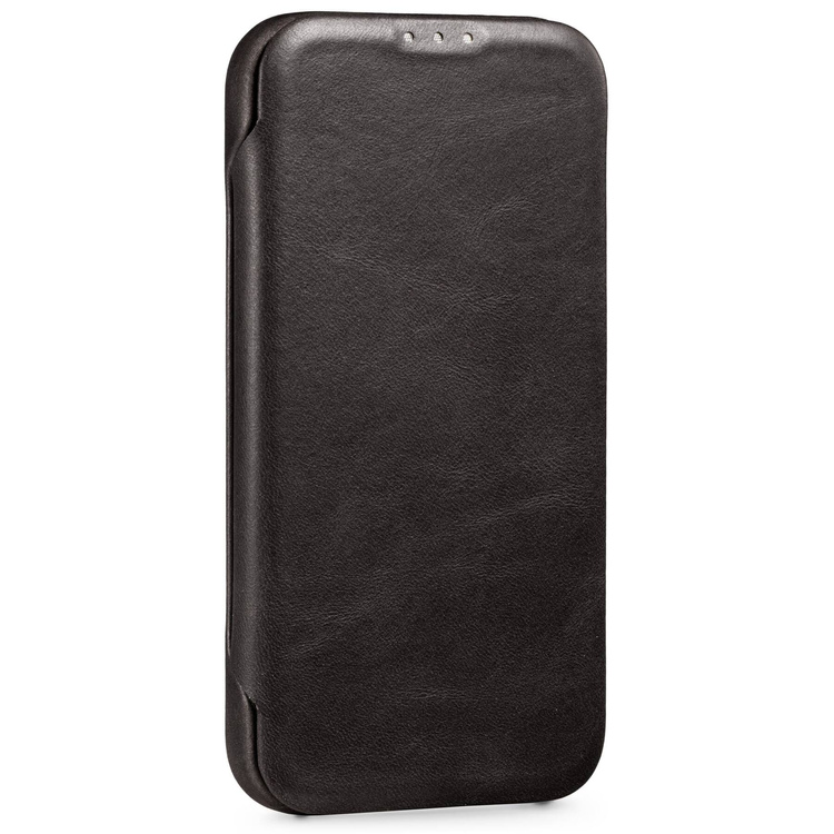 moVear flipSide 4S skórzane etui do Apple iPhone 14 (6,1") | Skóra naturalna olejowana (Czarna)