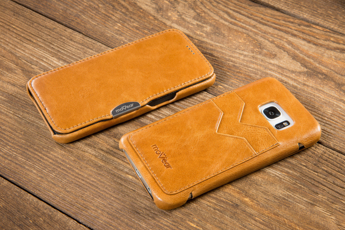 moVear flipSide C+ Skórzane Etui do Samsung Galaxy S6 | Skóra Vintage | Jasnobrązowy