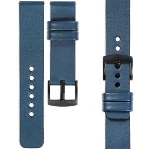 moVear Prestige S1 Skórzany pasek 20mm do Samsung Galaxy Watch 7 / 6 / 5 / 4 / 3 & Pro / FE / Classic / Active | Niebieski Jeans [rozmiary XS-XXL i klamra do wyboru]