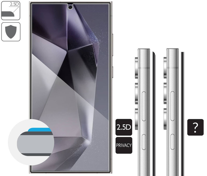 2 szt. | moVear mBOX GLASS mSHIELD 2.5D privacy do Samsung Galaxy S24 Ultra (6.8") (Anty spy, z Aplikatorem)