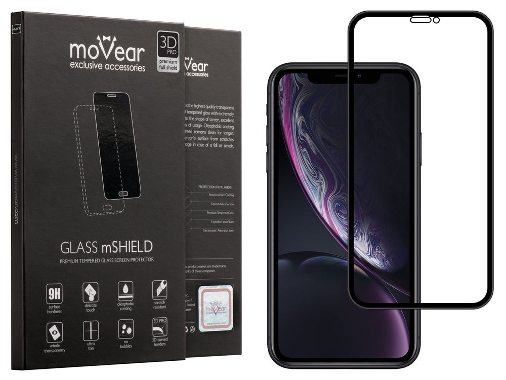 moVear GLASS mSHIELD 3D PRO MATT na iPhone Xr | Matowe Szkło Hartowane na Cały Ekran, Antyrefleksyjne, 9H
