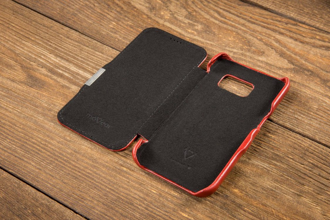 moVear flipSide C Skórzane Etui do Samsung Galaxy S6 | Skóra Vintage | Czerwony