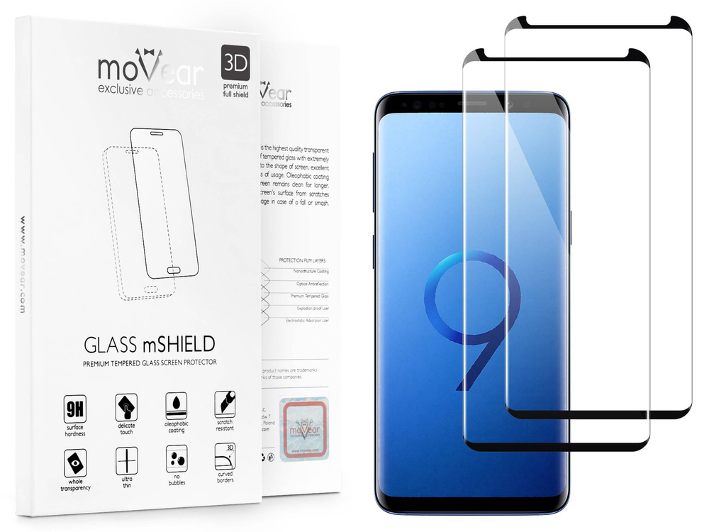 2 szt. | moVear GLASS mSHIELD 3D cf do Samsung Galaxy S9 (5.8") (kompatybilne z etui)