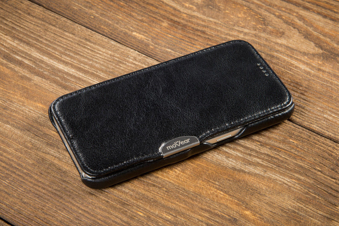 moVear flipSide C+ Skórzane Etui do Samsung Galaxy S6 | Skóra Vintage | Czarny