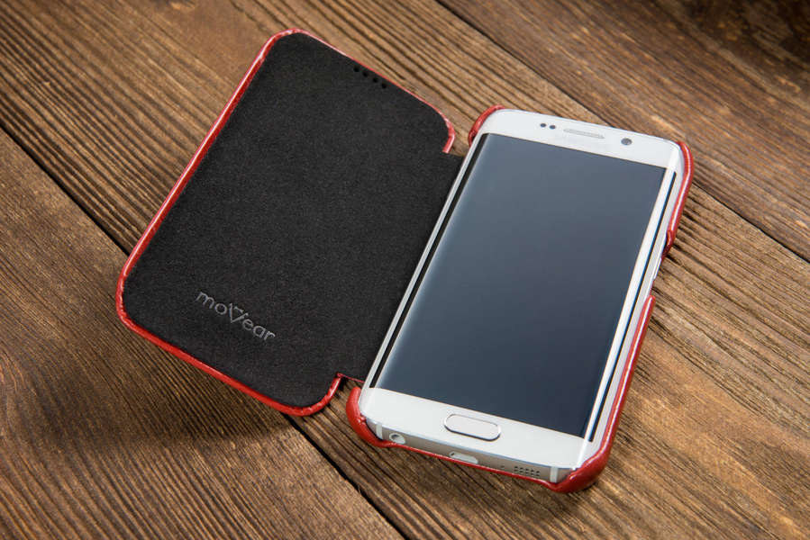 
                    moVear flipSide S+ Skórzane Etui do Samsung Galaxy S6 edge | Skóra Vintage | Czerwony