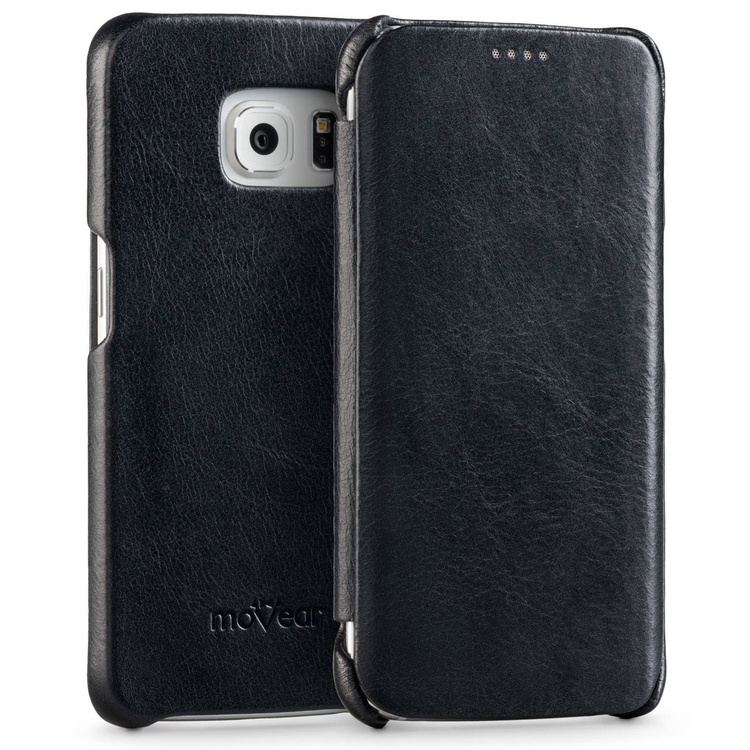 
                    moVear flipSide S Skórzane Etui do Samsung Galaxy S6 edge | Skóra Vintage | Czarny