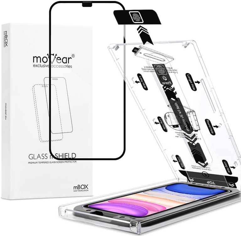 moVear mBOX GLASS mSHIELD 2.5D MAX do Apple iPhone 11 / Xr (6.1") (łatwy montaż)