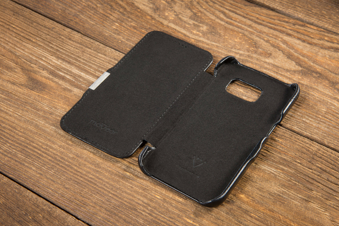moVear flipSide C+ Skórzane Etui do Samsung Galaxy S6 | Skóra Vintage | Czarny