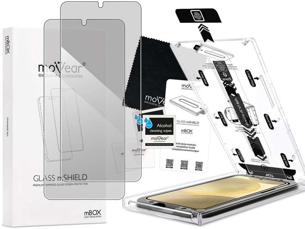2 szt. | moVear mBOX GLASS mSHIELD 2.5D privacy do Samsung Galaxy S25+ / S24+ (Plus) (6.7") (Anty spy, z Aplikatorem)