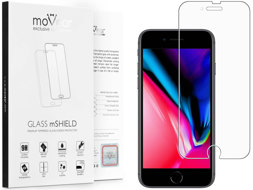 moVear GLASS mSHIELD 2.5D MATT do Apple iPhone 8 Plus / 7 Plus (5.5") (Antyrefleksyjne, kompatybilne z etui)