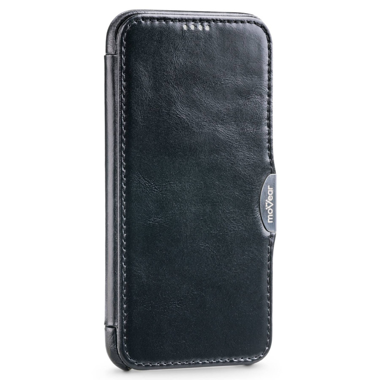 moVear flipSide C skórzane etui do Apple iPhone Xs MAX (6.5") | Skóra naturalna vintage (Czarna)