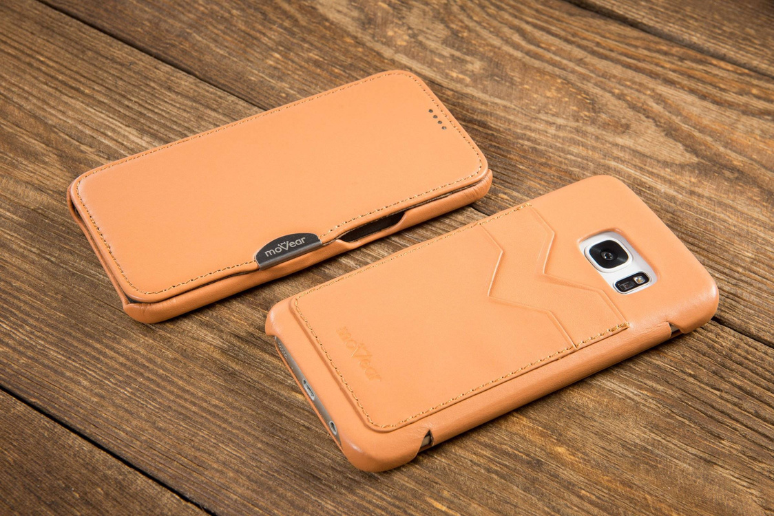 moVear flipSide C+ Skórzane Etui do Samsung Galaxy S7 | Skóra Gładka | Cappuccino