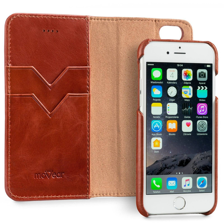 moVear multiCover W Skórzane Etui 3w1 do Apple iPhone 6 / 6s | Portfel, Wallet | Skóra Vintage | Brązowy