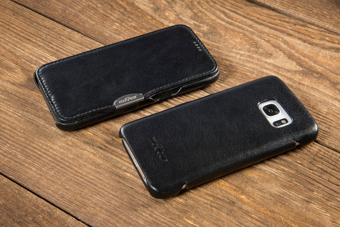 moVear flipSide C Skórzane Etui do Samsung Galaxy S7 | Skóra Vintage | Czarny