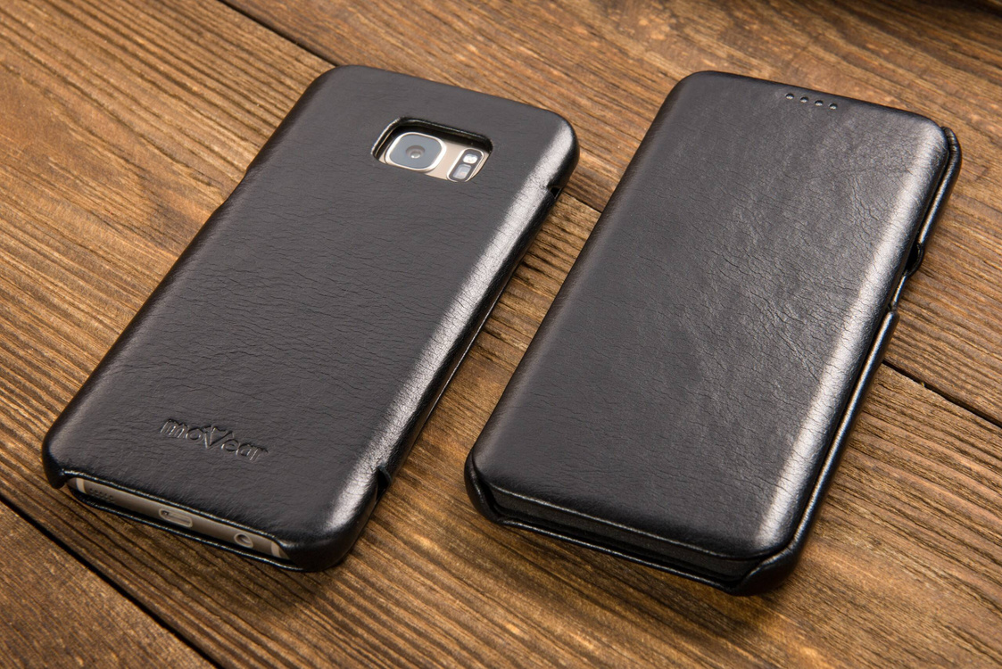 moVear flipSide S skórzane etui do Samsung Galaxy S7 edge (5.5") | Skóra naturalna vintage (Czarna)