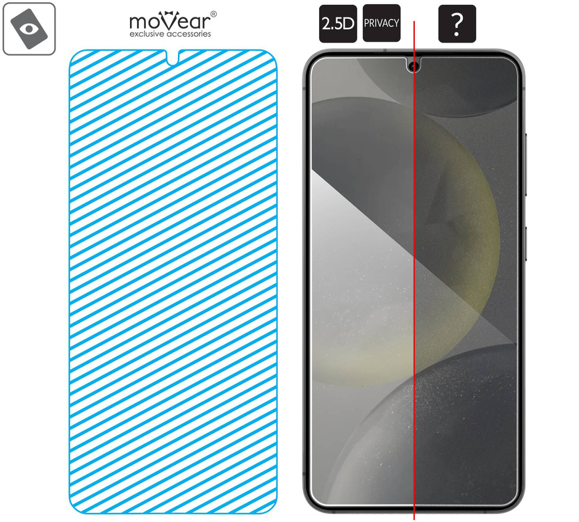 2 szt. | moVear mBOX GLASS mSHIELD 2.5D privacy do Samsung Galaxy S25 / S24 (6.2") (Anty spy, z Aplikatorem)