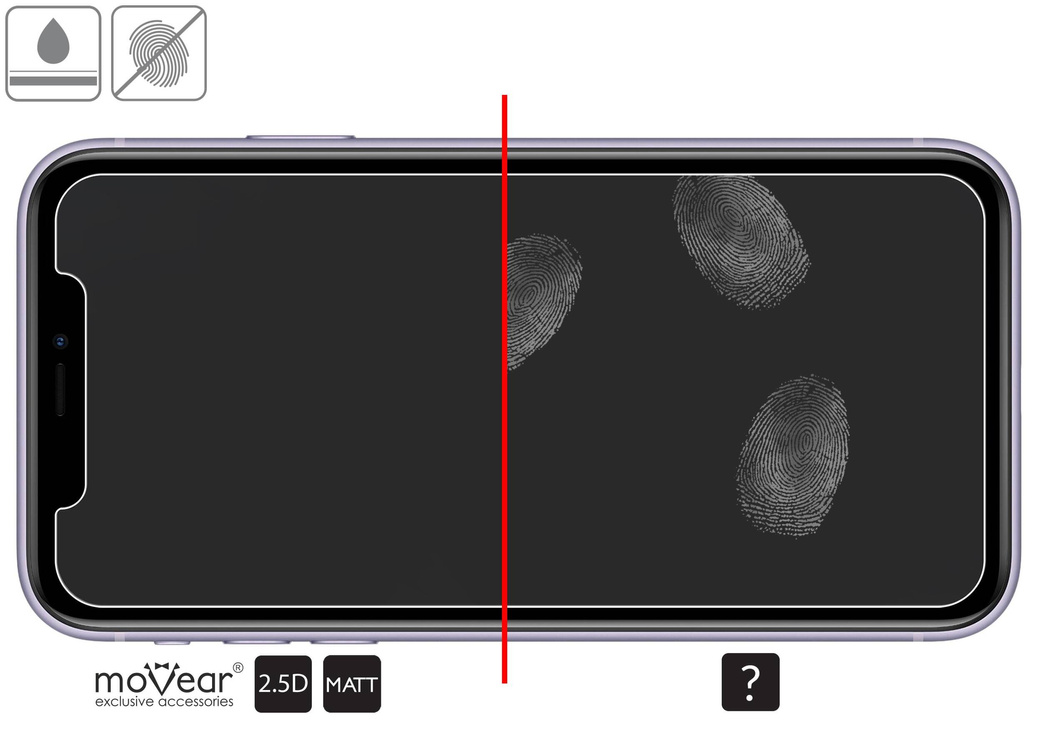 moVear GLASS mSHIELD 2.5D MATT do Apple iPhone 11 / Xr (6.1") (Antyrefleksyjne, kompatybilne z etui)