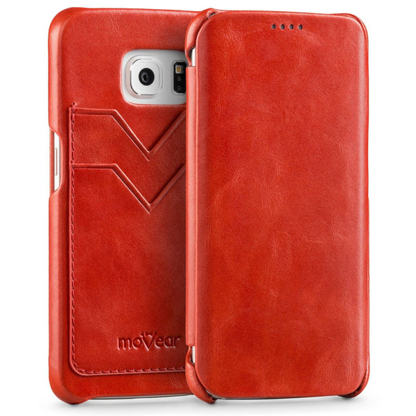 
                    moVear flipSide S+ Skórzane Etui do Samsung Galaxy S6 edge | Skóra Vintage | Czerwony
