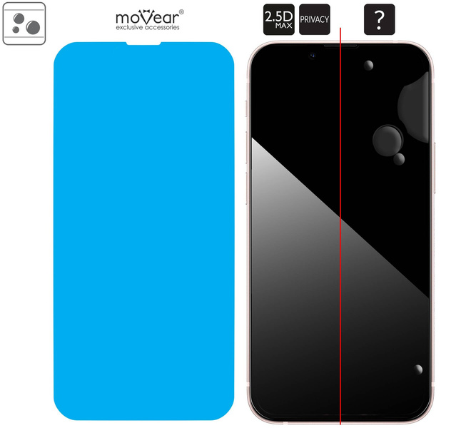 2 szt. | moVear GLASS mSHIELD 2.5D MAX privacy do Apple iPhone 13 Mini (5.4") (Prywatyzujące, kompatybilne z etui)