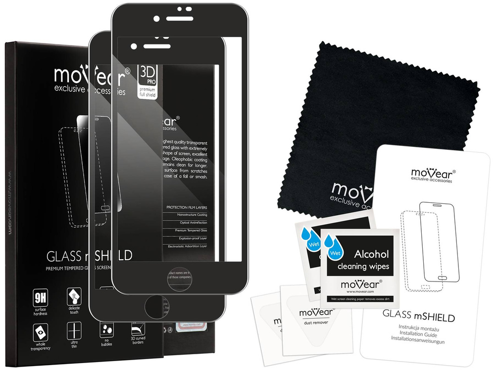 2 szt. | moVear GLASS mSHIELD 3D PRO do Apple iPhone 8 / 7 (4.7") (na cały ekran)