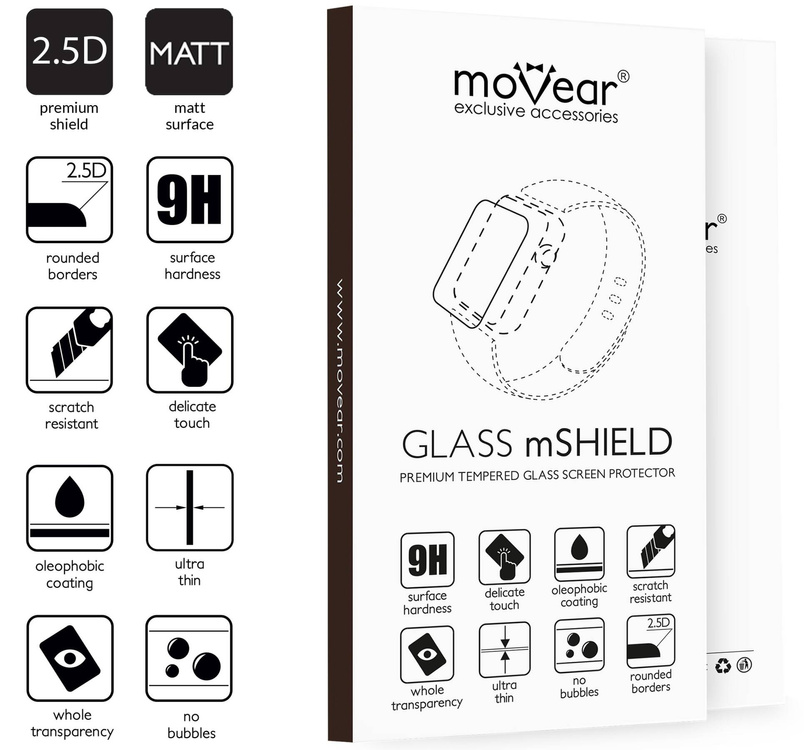 moVear GLASS mSHIELD 2.5D MATT do Apple Watch Ultra (49mm) (1.92") (Antyrefleksyjne, kompatybilne z etui)