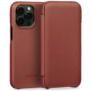moVear flipSide S skórzane etui do Apple iPhone 13 Pro (6.1") | Skóra naturalna nappa (Brązowa)