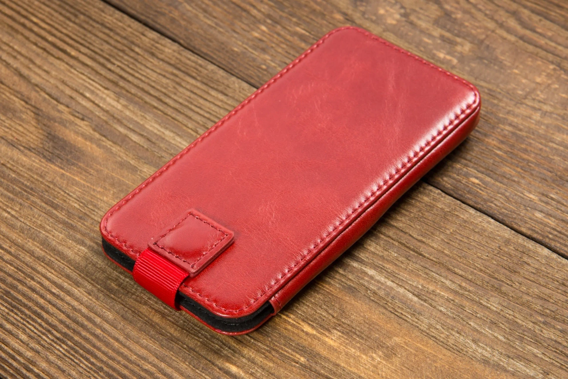 moVear pocketCase C+ skórzana wsuwka do Samsung rozmiar L (ok 160 x 79 x 8mm) | Skóra naturalna vintage (Czerwona)