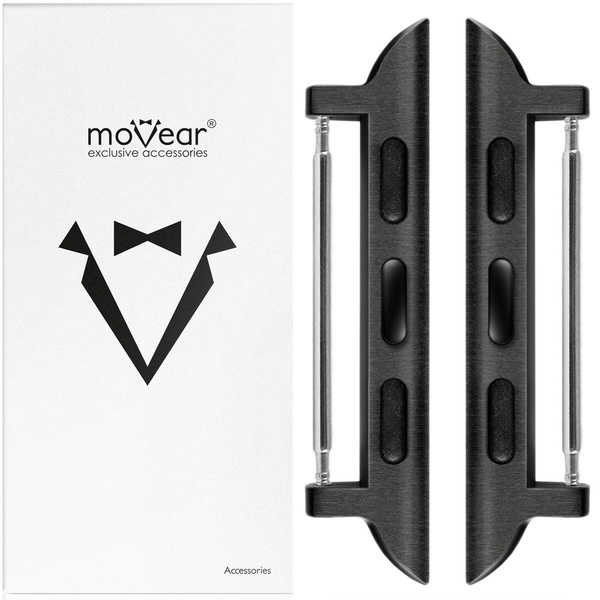 moVear | Adapter paska 18mm do Apple Watch 9/8/7/6/SE/5/4/3/2/1 (45/44/42mm) & Ultra (49mm) | Czarny Stal nierdzewna +PVD