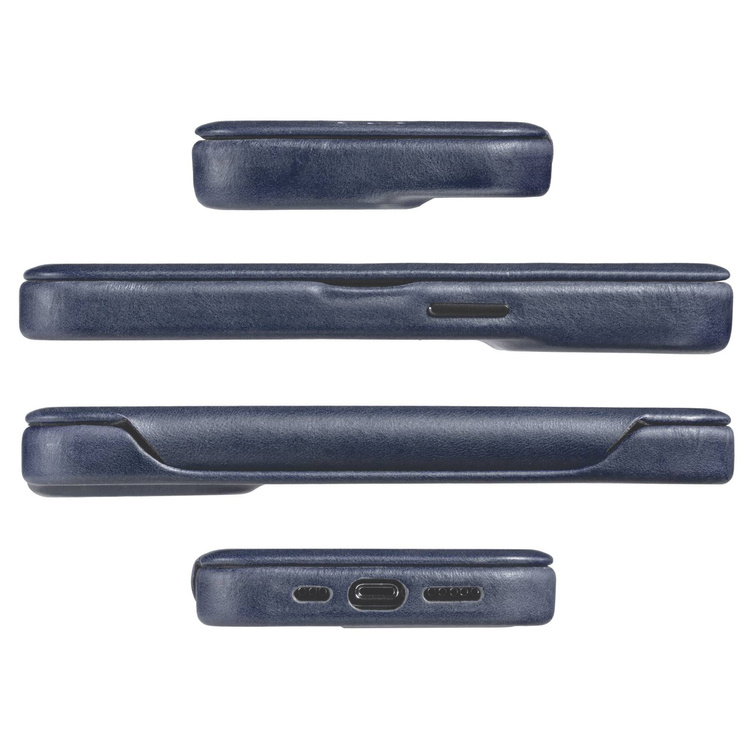 moVear flipSide 4S skórzane etui do Apple iPhone 14 Pro (6.1") | Skóra naturalna gładka (Granatowa)