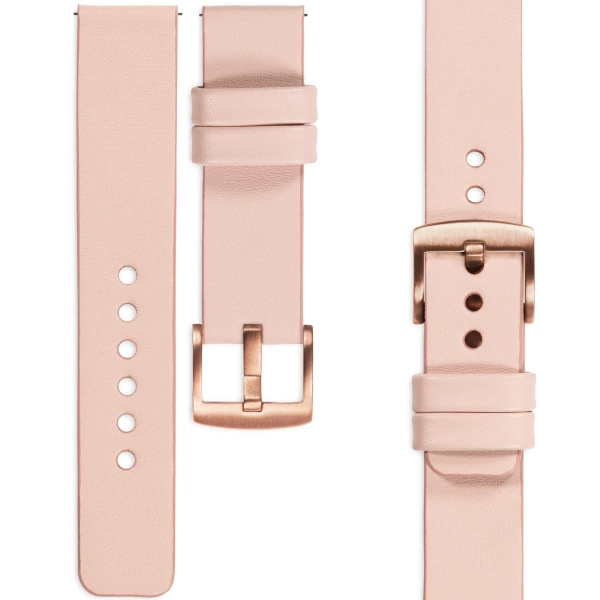 moVear Prestige S1 Skórzany pasek 22mm do Huawei Watch 5 4 3 2 1 - GT / Pro / Ultimate (48/46mm) | Różowy cielisty [rozmiary XS-XXL i klamra do wyboru]