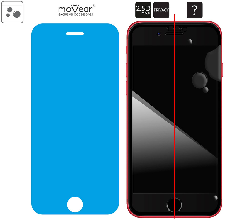moVear GLASS mSHIELD 2.5D MAX privacy do Apple iPhone SE (2022 / 2020) / 8 / 7 (4.7") (Prywatyzujące, kompatybilne z etui)