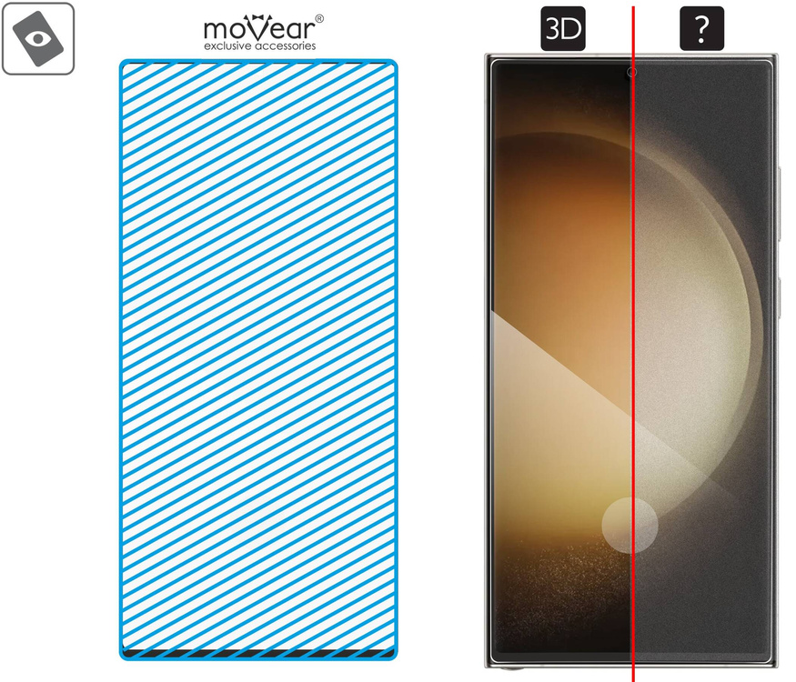 2 szt. | moVear GLASS mSHIELD 3D do Samsung Galaxy S23 Ultra (6.8") (na cały ekran)