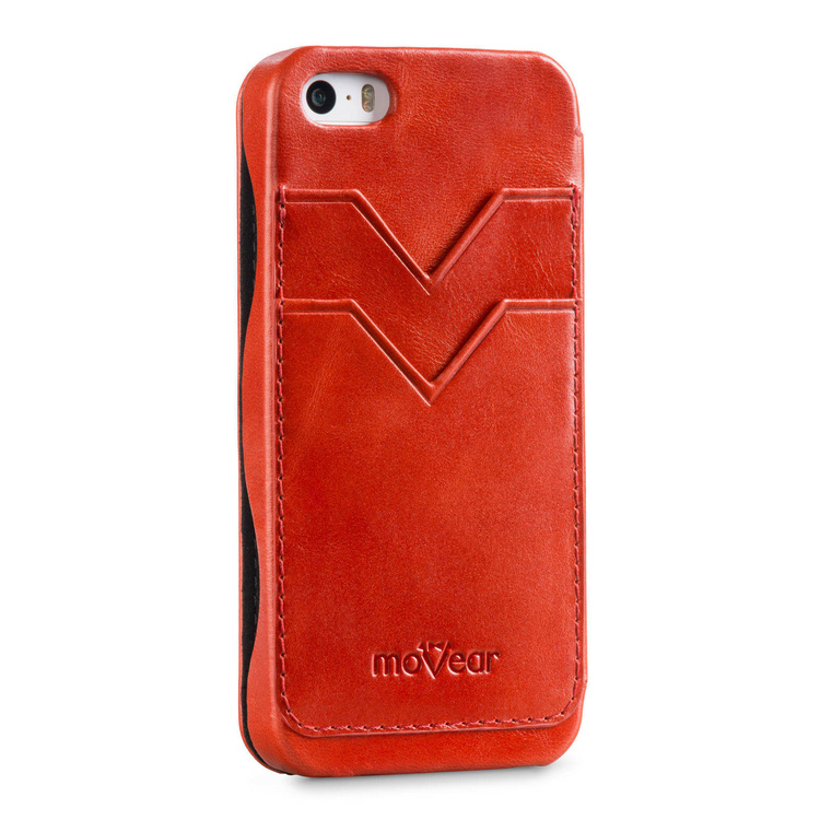 moVear flipSide C+ Skórzane Etui do Apple iPhone SE / 5s / 5 | Skóra Vintage | Czerwony