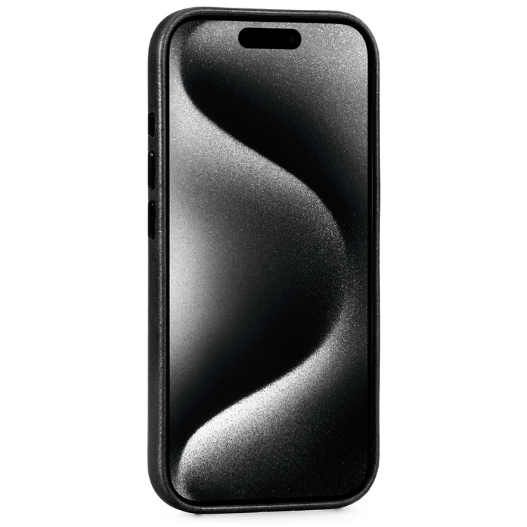 moVear backCover 4S Skórzane plecki do Apple iPhone 15 Pro Max (6.7") | kompatybilne z MagSafe, Skóra naturalna olejowana (Czarna)