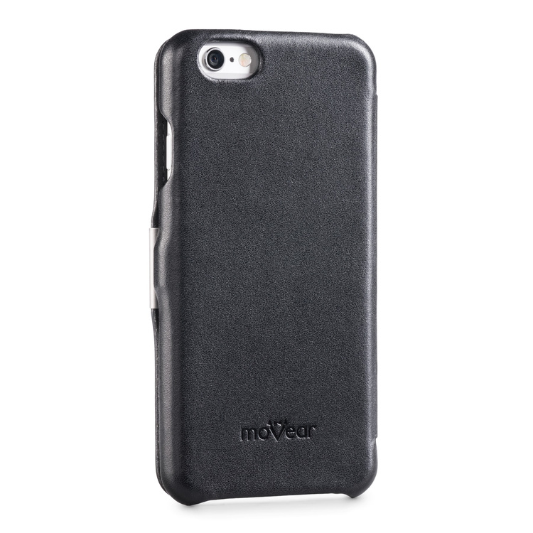 moVear flipSide C skórzane etui do Apple iPhone 6 / 6s (4.7") | Skóra naturalna gładka (Czarna)