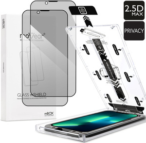 2 szt. | moVear mBOX GLASS mSHIELD 2.5D MAX privacy do Apple iPhone 16e / 14 / 13 / 13 Pro (6.1") (Anty spy, z Aplikatorem)