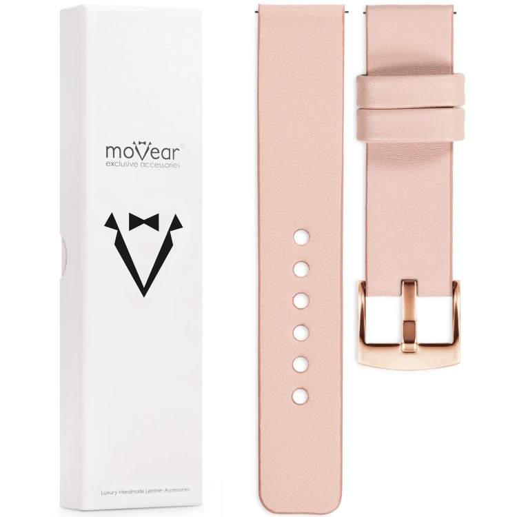 moVear Prestige S1 Skórzany pasek 26mm do zegarka | Różowy cielisty [rozmiary XS-XXL i klamra do wyboru]