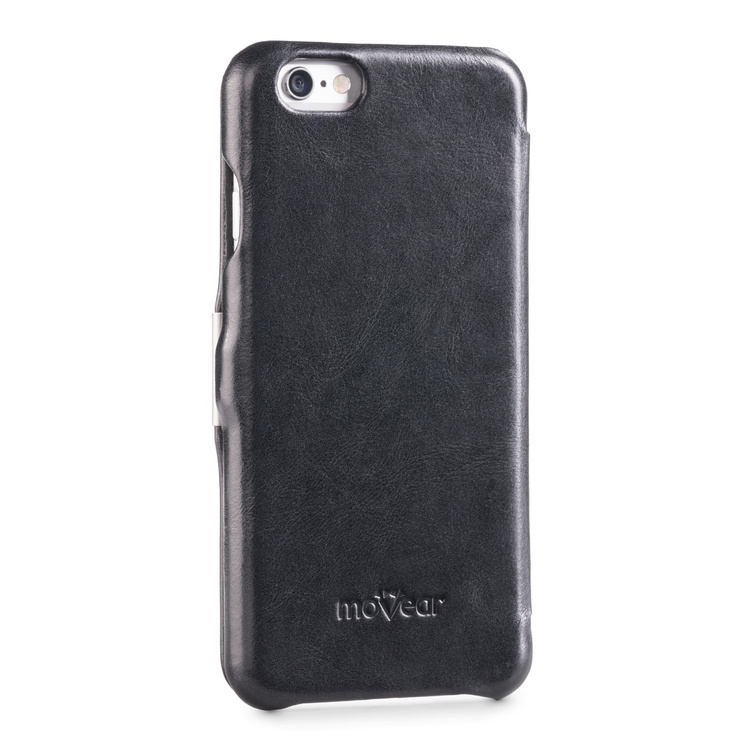 moVear flipSide C skórzane etui do Apple iPhone 6 / 6s (4.7") | Skóra naturalna vintage (Czarna)