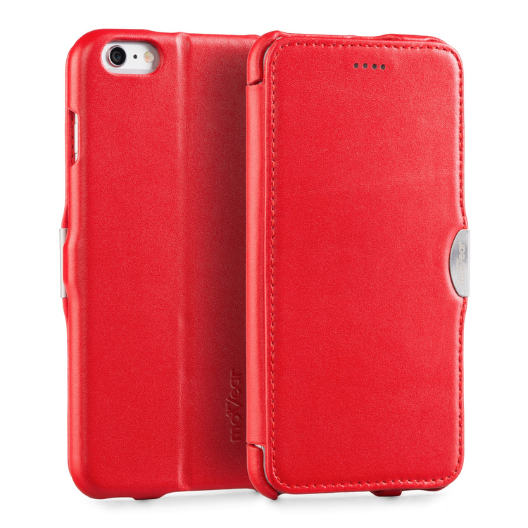 moVear flipSide C skórzane etui do Apple iPhone 6 Plus / 6s Plus (5.5") | Skóra naturalna gładka (Czerwona)
