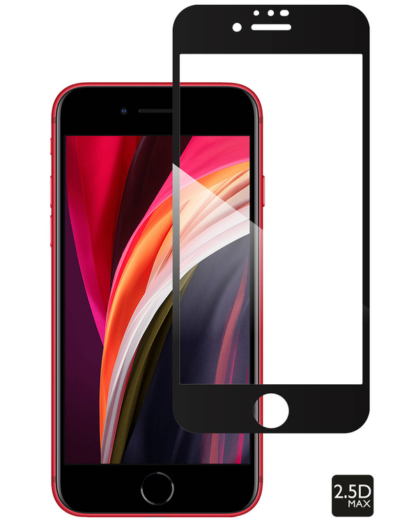 moVear GLASS mSHIELD 2.5D MAX do Apple iPhone SE (2022 / 2020) / 8 / 7 (4.7") (kompatybilne z etui)