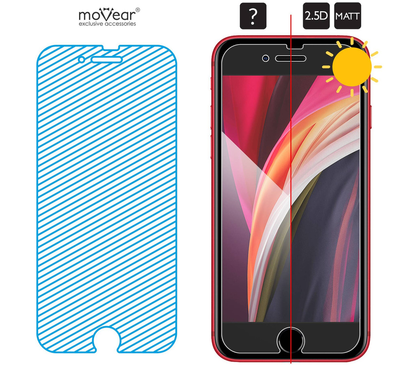 moVear GLASS mSHIELD 2.5D MATT do Apple iPhone SE (2022 / 2020) / 8 / 7 (4.7") (Antyrefleksyjne, kompatybilne z etui)
