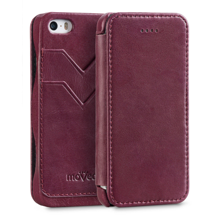moVear flipSide C+ Skórzane Etui do Apple iPhone SE / 5s / 5 | Skóra Vintage | Fioletowy