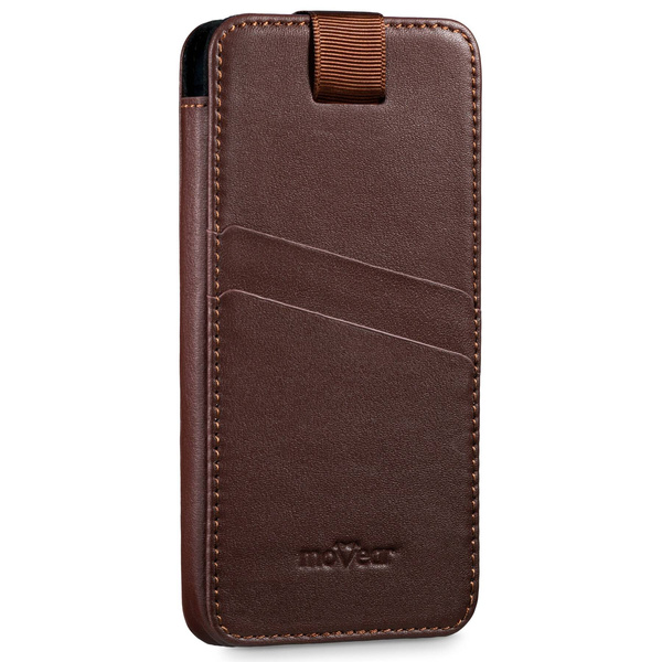 moVear pocketCase C+ skórzana wsuwka do Smartfon rozmiar M (ok 151 x 73 x 9mm) | Skóra naturalna nappa (Ciemnobrązowa)
