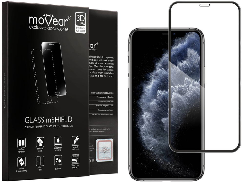 moVear GLASS mSHIELD 3D PRO do Apple iPhone 11 Pro / Xs / X (5.8") (na cały ekran)