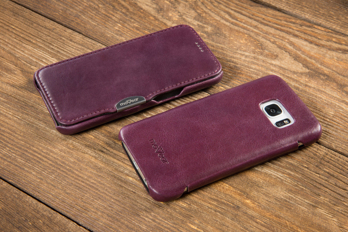 moVear flipSide C Skórzane Etui do Samsung Galaxy S6 | Skóra Vintage | Fioletowy