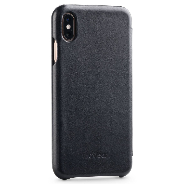 moVear flipSide S skórzane etui do Apple iPhone Xs MAX (6.5") | Skóra naturalna gładka (Czarna)