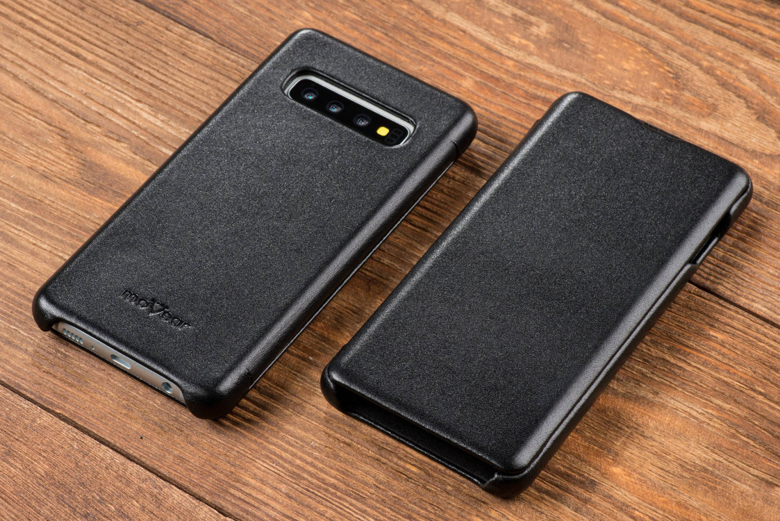moVear flipSide S skórzane etui do Samsung Galaxy S10 (6.1") | Skóra naturalna gładka (Czarna)