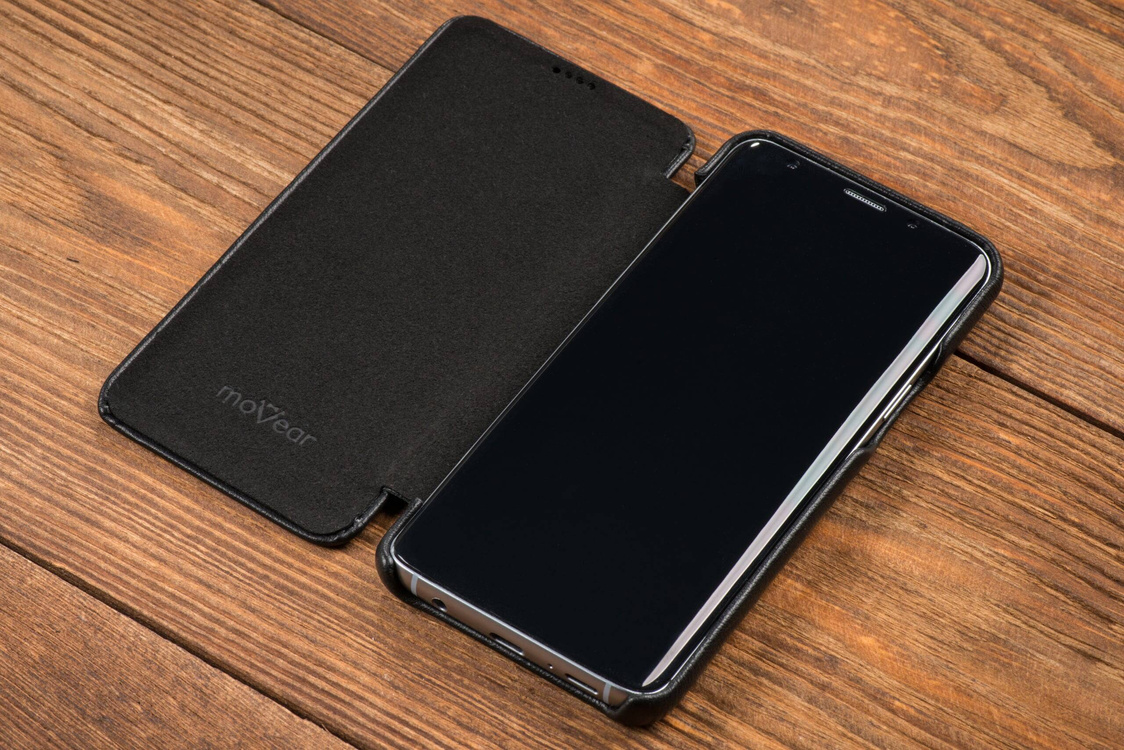 moVear flipSide S skórzane etui do Samsung Galaxy S9 (5.8") | Skóra naturalna nappa (Czarna)