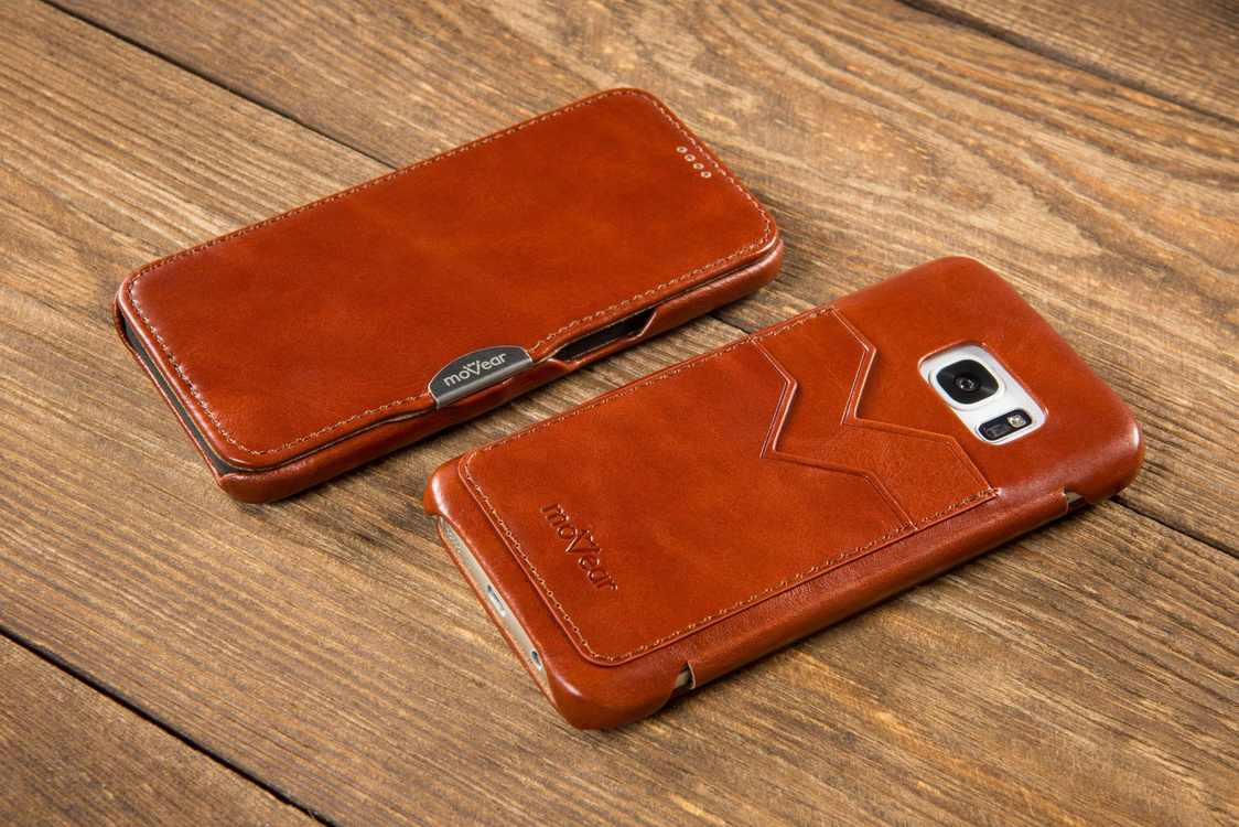 moVear flipSide C+ Skórzane Etui do Samsung Galaxy S7 | Skóra Vintage | Brązowy
