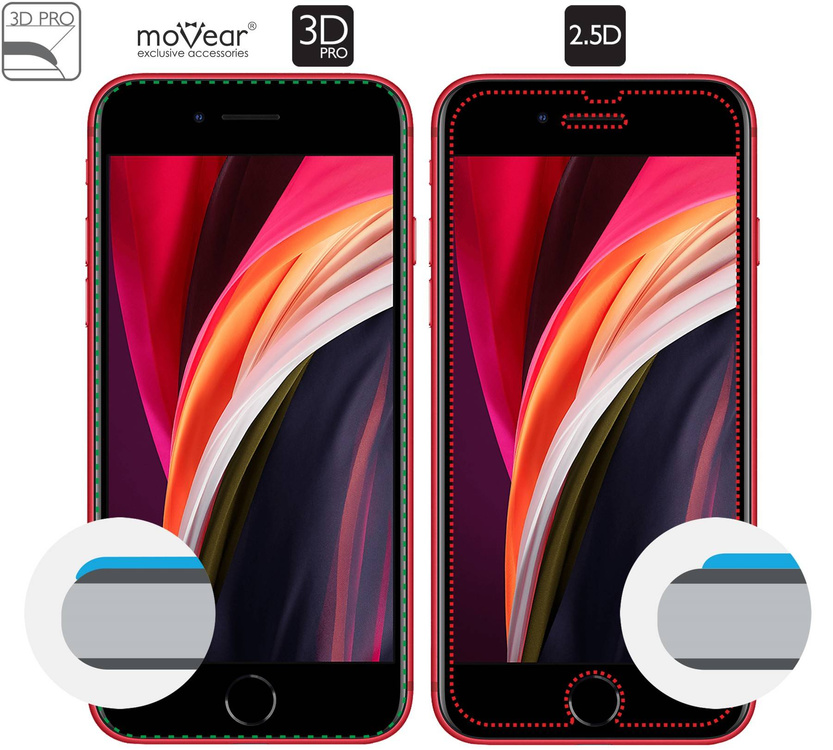 moVear GLASS mSHIELD 3D PRO do Apple iPhone 8 / 7 (4.7") (na cały ekran)
